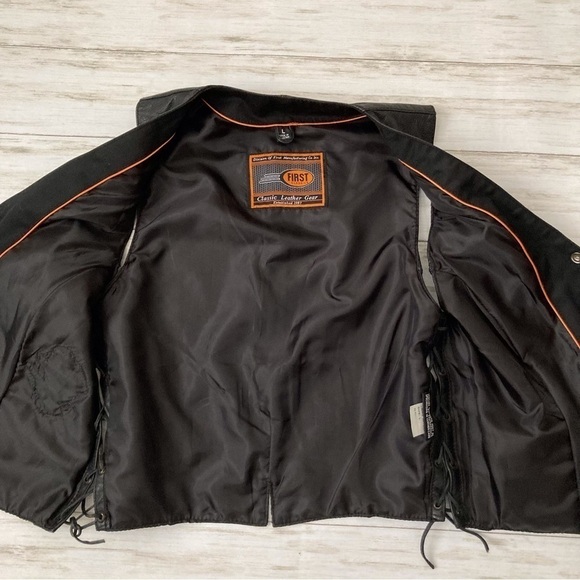 MFG First Manufacturing Co Inc Leather Gear Lace Up Biker Riding Vest | Size L - Picture 3 of 5